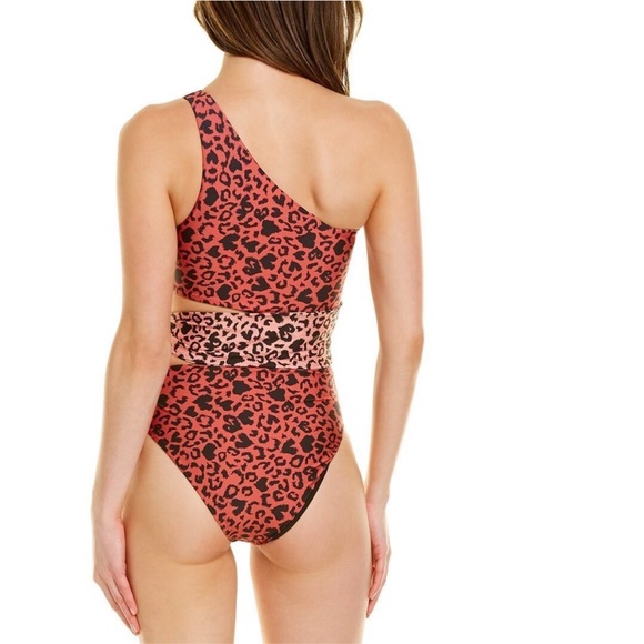 NWT Beach Riot Rae One-Piece Leopard Animal Print Side Cut Out Waist Tie - Picture 4 of 10